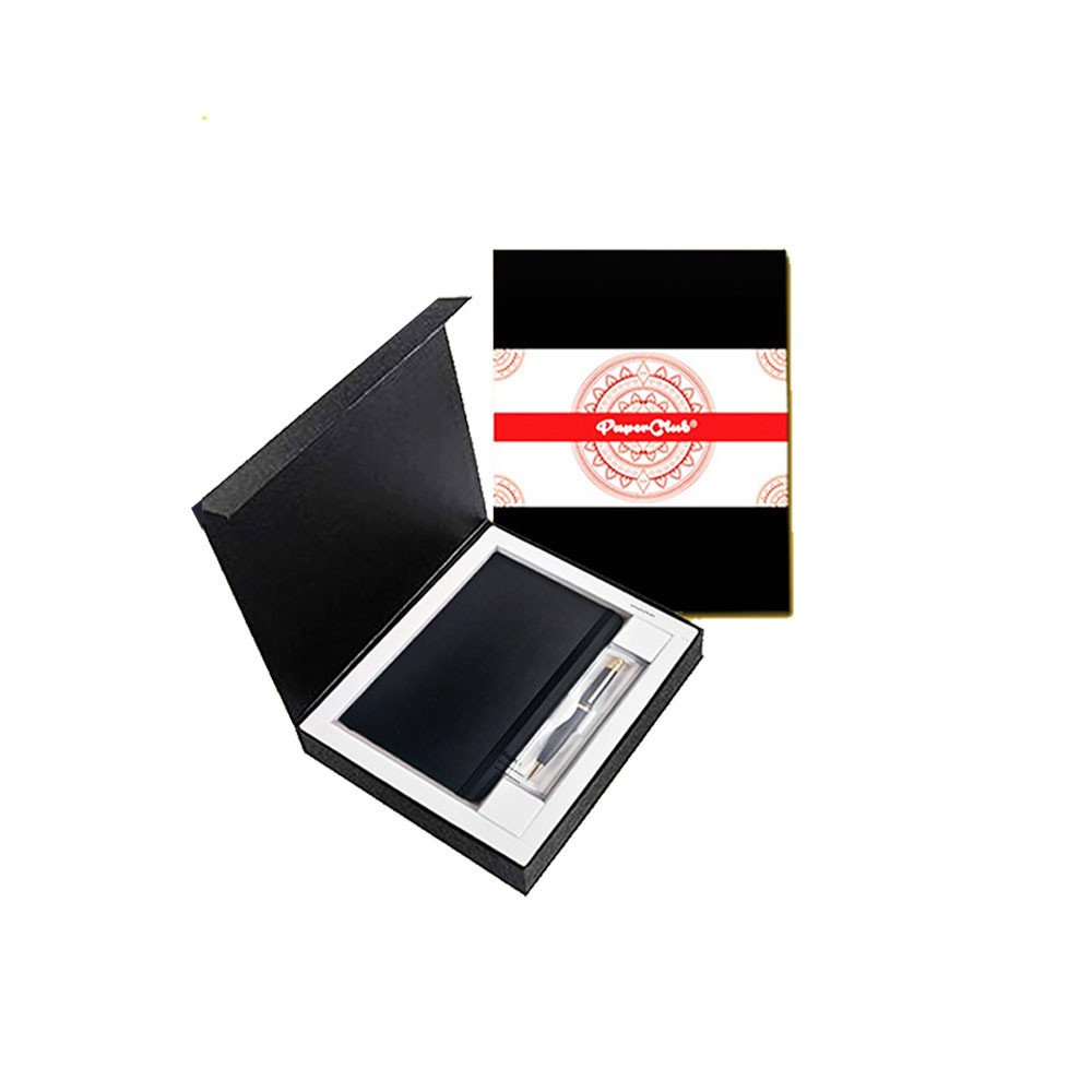 PaperClub Luxury Gift Set Notebooks - 2 in 1 Personalized Office Gift Set of Luxury Pen and Notebook Diary A gift for all Corporate and Personal Occasions (Black) Customization is also Available for Bulk