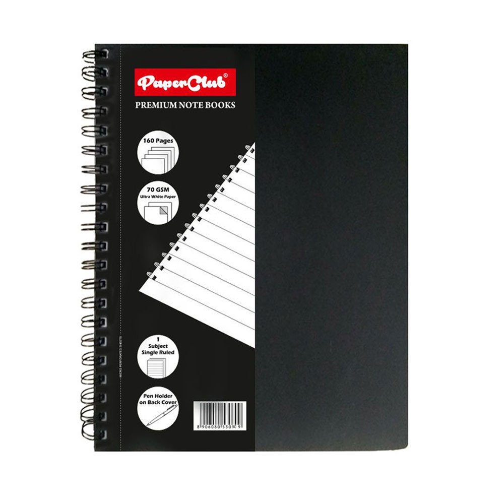 PaperClub Black PP Note book(B5-160Pages) wiro binding notebook | wiro diary for office | New Year Diary | Non Dated Dairy | wiro diary for journal | wiro Diary B5 160 Pages | Just in Price 175 Rs.